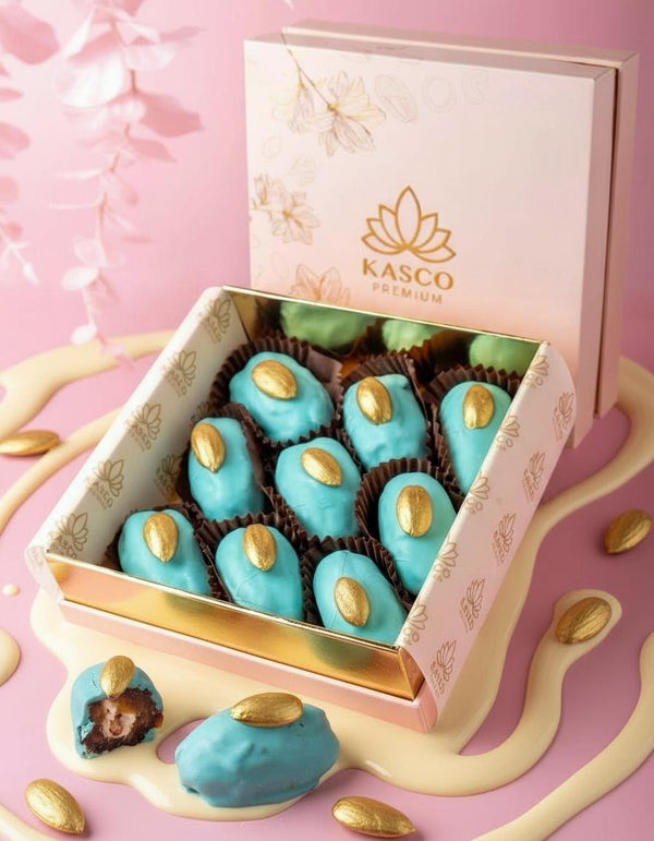 Blue almond milk cream dates